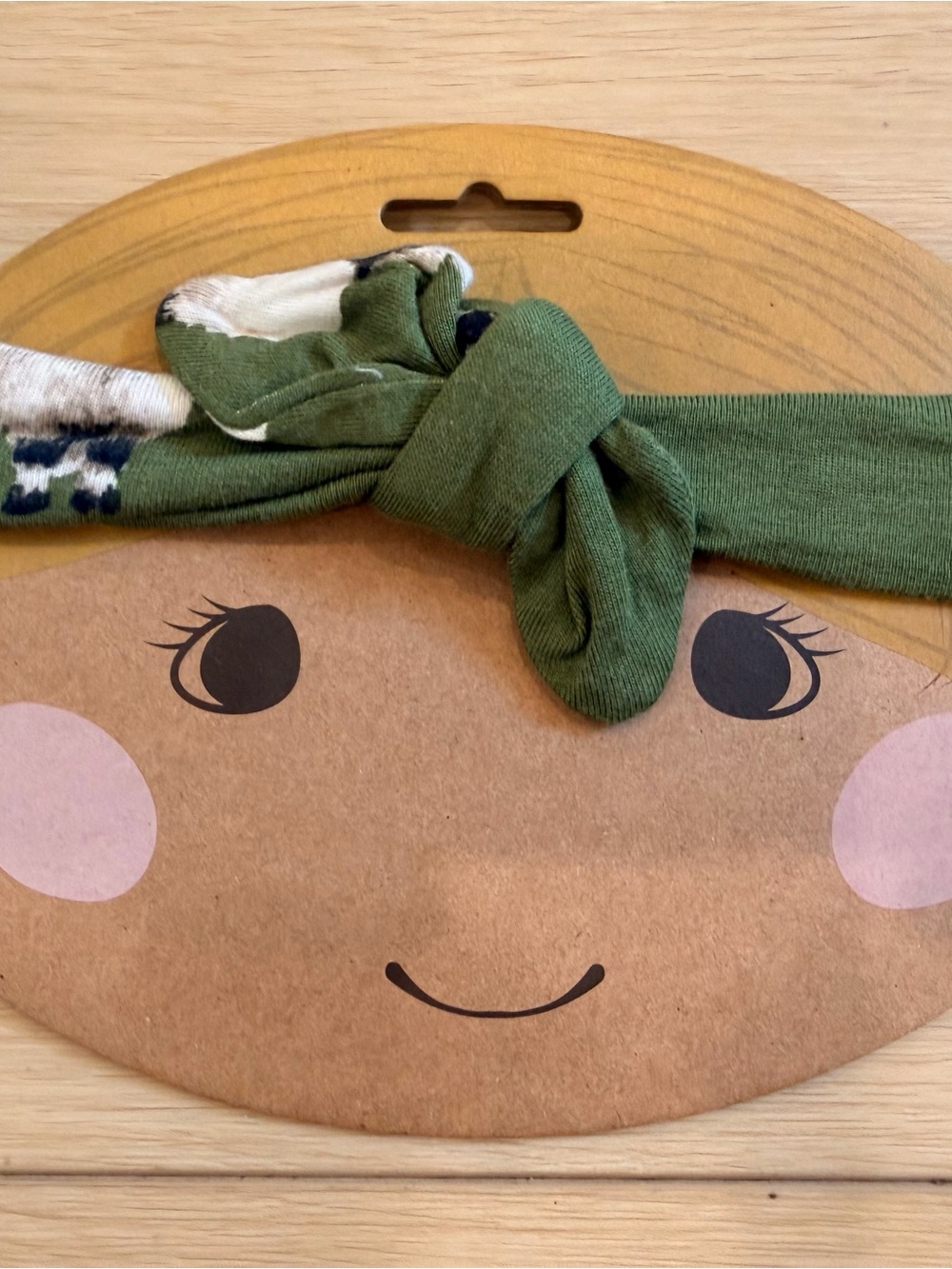Milkbarn Olive Green Baby Headband with Sheep Print